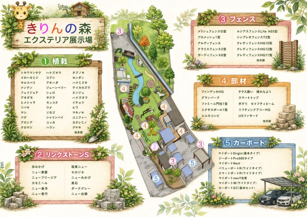 きりんの森エクステリア展示場案内図